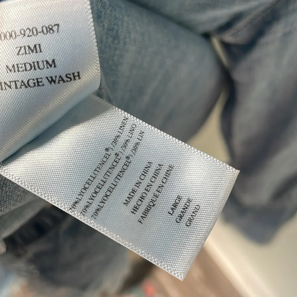 Rails Zimi Linen Blend Denim Blouse Chambray Size Large - Picture 14 of 14